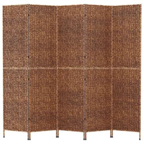 Paravan - Sobna pregrada s 5 panela smeđa 205 x 180 cm od vodenog zumbula - Smeđa 205 x 180 cm 1 5 Cijena
