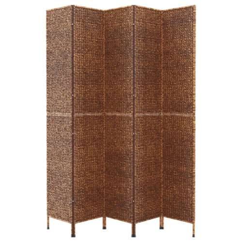 Paravan - Sobna pregrada s 5 panela smeđa 205 x 180 cm od vodenog zumbula - Smeđa 205 x 180 cm 1 5 Cijena