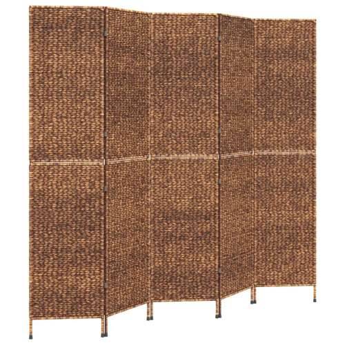 Paravan - Sobna pregrada s 5 panela smeđa 205 x 180 cm od vodenog zumbula - Smeđa 205 x 180 cm 1 5 Cijena