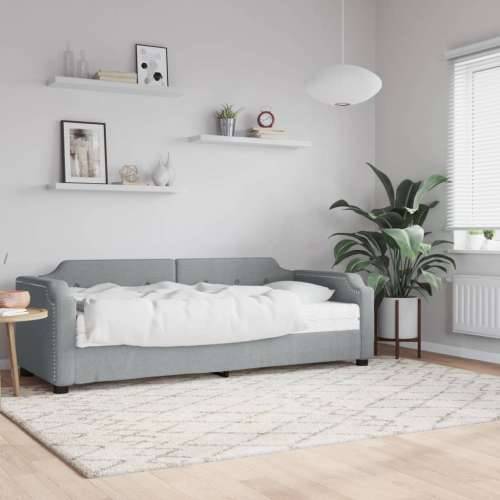 Dnevni krevet s madracem svjetlosivi 90 x 190 cm od tkanine - Svjetlosiva 90 x 190 cm s madracem Cijena