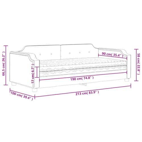 Dnevni krevet s madracem svjetlosivi 90 x 190 cm od tkanine - Svjetlosiva 90 x 190 cm s madracem Cijena
