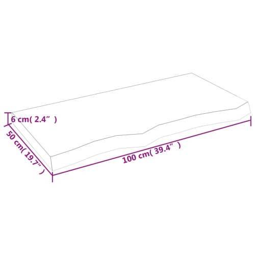Kupaonska radna ploča svjetlosmeđa 100x50x(2-6) cm masivno drvo - Svjetlosmeđa 100 x 50 x 6 cm Cijena