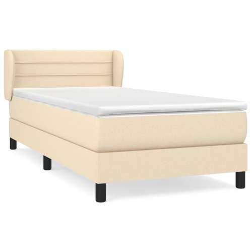 Krevet s oprugama i madracem krem 90 x 190 cm od tkanine - Krema 90 x 190 cm vodoravne pruge Cijena