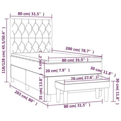 Krevet s oprugama i madracem plavi 80x200 cm od tkanine - Plava 80 x 200 cm Dizajn s gumbima Cijena