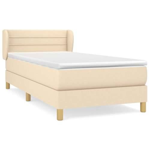 Krevet s oprugama i madracem krem 90 x 190 cm od tkanine - Krema 90 x 190 cm vodoravne pruge Cijena