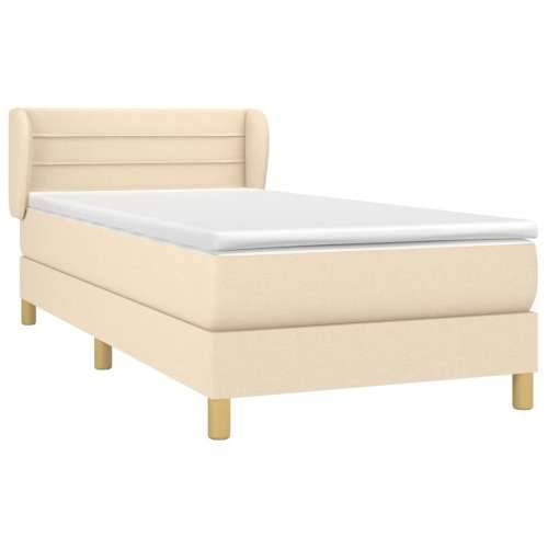Krevet s oprugama i madracem krem 90 x 190 cm od tkanine - Krema 90 x 190 cm vodoravne pruge Cijena