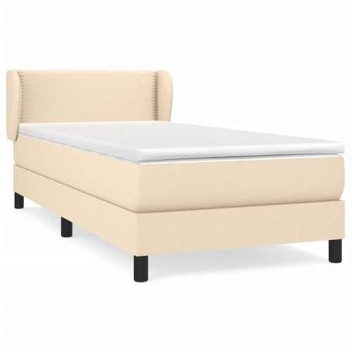 Krevet s oprugama i madracem krem 90 x 190 cm od tkanine - Krema 90 x 190 cm Obično s čavlima Cijena