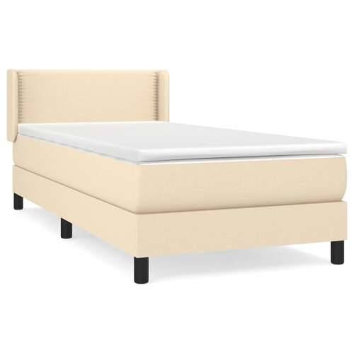 Krevet s oprugama i madracem krem 90 x 190 cm od tkanine Krema 90 x 190 cm Obično s čavlima Cijena