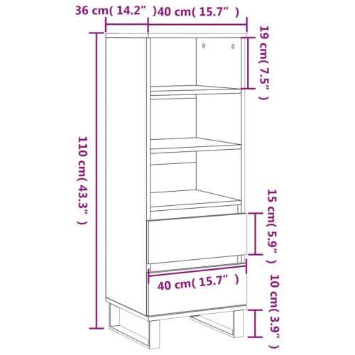 Visoka komoda boja betona 40 x 36 x 110 cm konstruirano drvo - Beton siva 1 Cijena