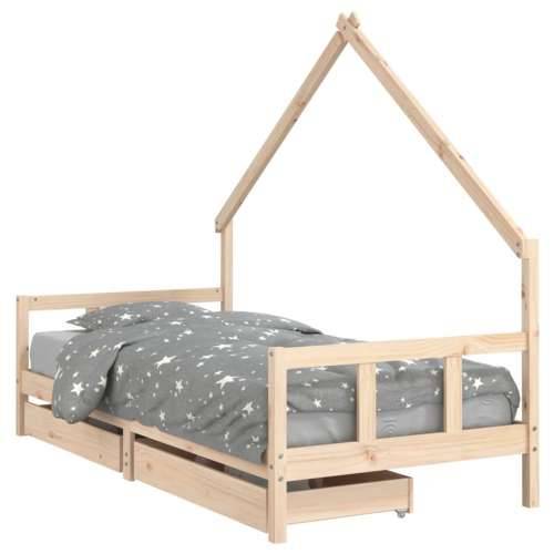 Okvir za dječji krevet s ladicama 90x200 cm od masivne borovine - Prirodna 90 x 200 cm Cijena