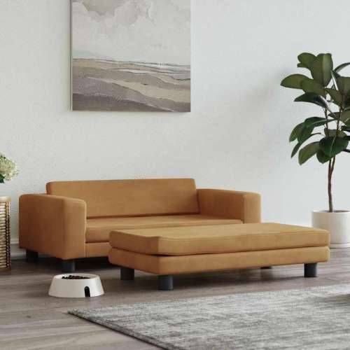 Krevet za pse s produžetkom smeđi 100 x 50 x 30 cm baršunasti - Smeđa Baršun Cijena