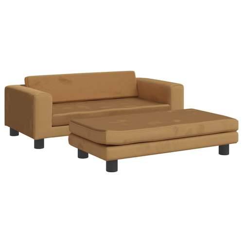Krevet za pse s produžetkom smeđi 100 x 50 x 30 cm baršunasti - Smeđa Baršun Cijena