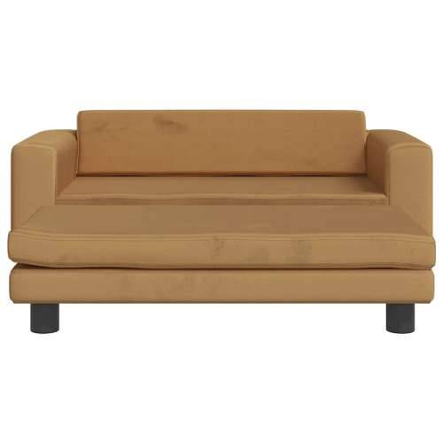 Krevet za pse s produžetkom smeđi 100 x 50 x 30 cm baršunasti - Smeđa Baršun Cijena