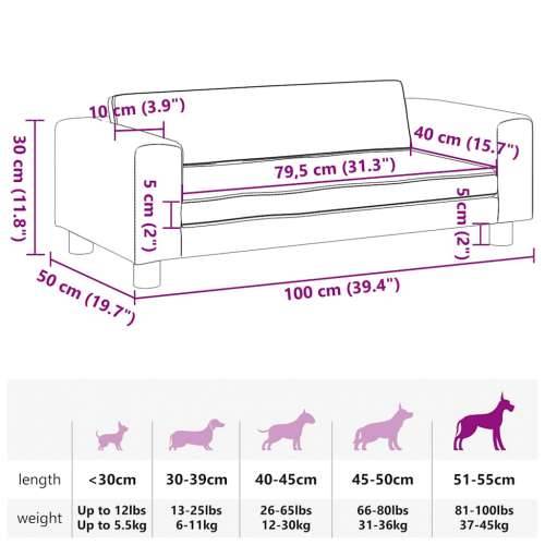 Krevet za pse s produžetkom smeđi 100 x 50 x 30 cm baršunasti - Smeđa Baršun Cijena