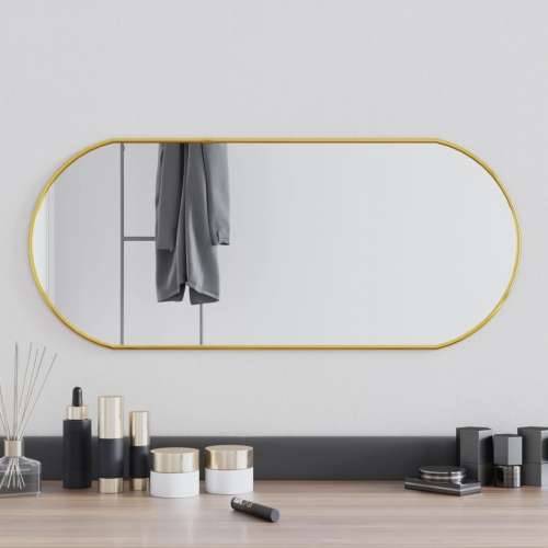 Zidno ogledalo zlatna 70x30 cm ovalno