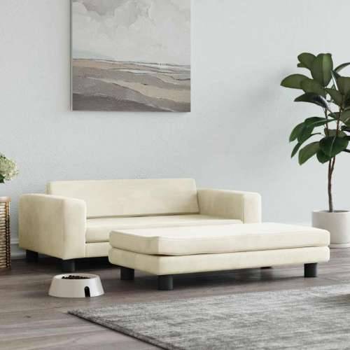 Krevet za pse s produžetkom krem 100 x 50 x 30 cm baršunasti - Krema Baršun Cijena
