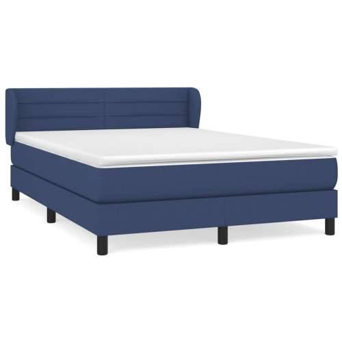 Krevet s oprugama i madracem plavi 140 x 190 cm od tkanine - Plava 140 x 190 cm vodoravne pruge Cijena