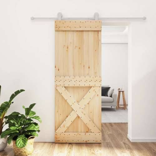 Klizna vrata s priborom za montažu 80 x 210 cm masivna borovina Cijena