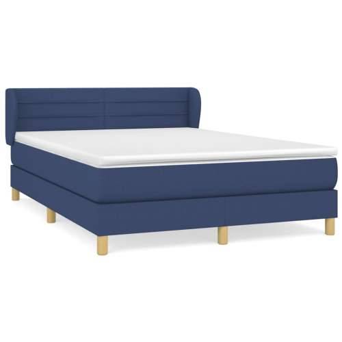 Krevet s oprugama i madracem plavi 140 x 190 cm od tkanine - Plava 140 x 190 cm vodoravne pruge Cijena