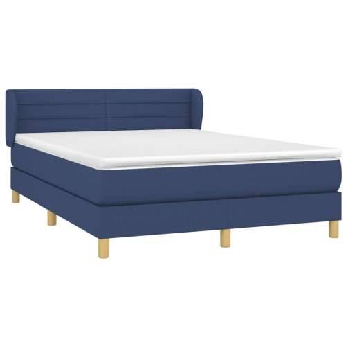 Krevet s oprugama i madracem plavi 140 x 190 cm od tkanine - Plava 140 x 190 cm vodoravne pruge Cijena