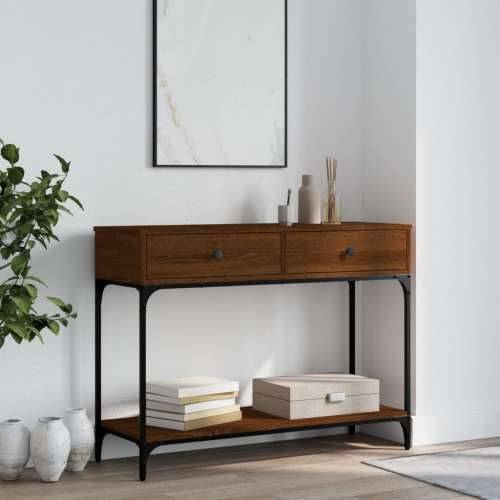 Konzolni stol boja hrasta 100 x 34,5 x 75 cm konstruirano drvo - Smeđi hrast 1 100 cm Cijena