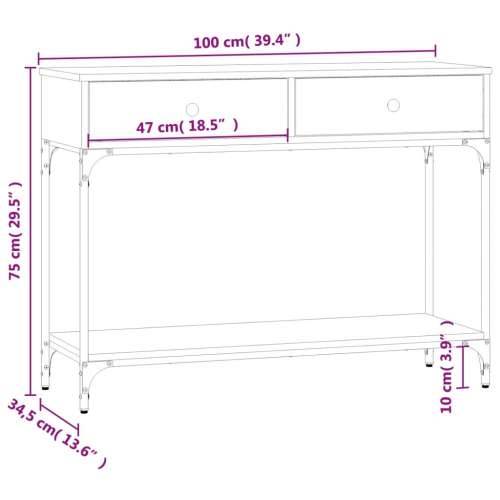Konzolni stol boja hrasta 100 x 34,5 x 75 cm konstruirano drvo - Smeđi hrast 1 100 cm Cijena
