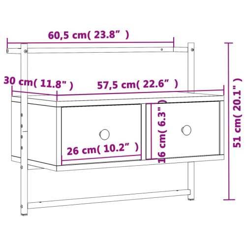 TV ormarić zidni boja hrasta 60,5x30x51 cm konstruirano drvo - Sivi hrast sonoma 1 60.5 cm Cijena