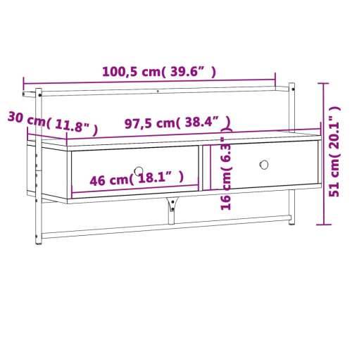 TV ormarić zidni boja hrasta 100,5x30x51 cm konstruirano drvo - Sivi hrast sonoma 1 100.5 cm Cijena