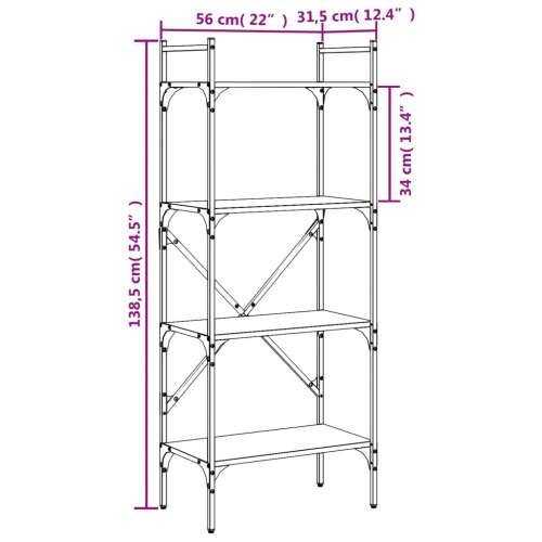 Regal za knjige 4 razine boja hrasta 56x31,5x138,5 cm drveni - Smeđi hrast 1 138.5 cm Cijena