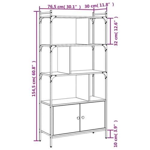 Regal za knjige s vratima boja hrasta 76,5x30x154,5 cm drveni - sonoma hrast 1 76.5 cm Cijena