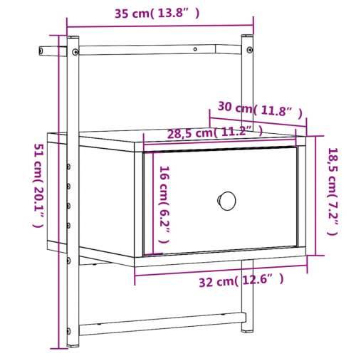 Noćni ormarići zidni 2 kom boja hrasta 35 x 30 x 51 cm drveni - Smeđi hrast 2 Cijena