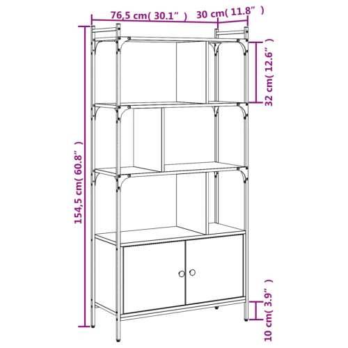 Regal za knjige s vratima boja hrasta 76,5x30x154,5 cm drveni - Sivi hrast sonoma 1 76.5 cm Cijena