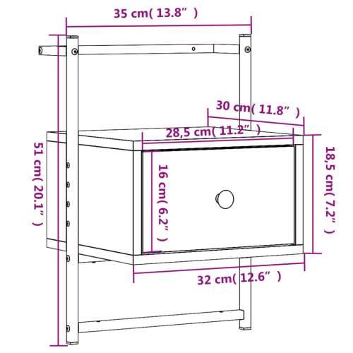 Noćni ormarići zidni 2 kom boja hrasta 35 x 30 x 51 cm drveni - Dimljeni hrast 2 Cijena