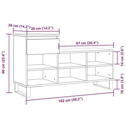 Ormarić za cipele boja hrasta 102x36x60 cm konstruirano drvo - sonoma hrast 1 Cijena