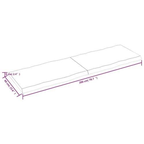 Stolna ploča 200x60x(2-6) cm od hrastovine sa živim rubom - Prirodna 200 x 60 x 6 cm 1 Cijena
