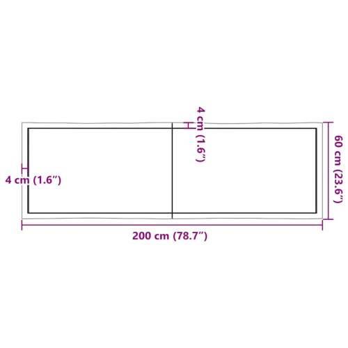 Stolna ploča 200x60x(2-6) cm od hrastovine sa živim rubom - Prirodna 200 x 60 x 6 cm 1 Cijena