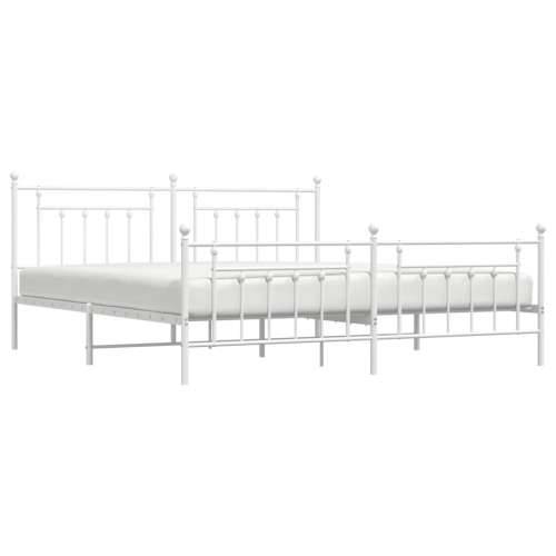 Metalni okvir kreveta uzglavlje i podnožje bijeli 193x203 cm - Bijela 193 x 203 cm s uzglavljem i podnožjem Cijena