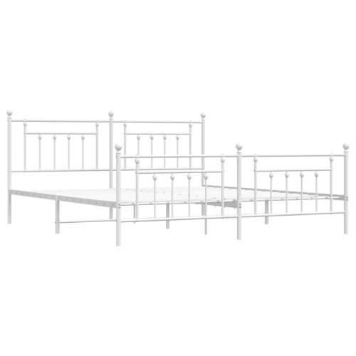 Metalni okvir kreveta uzglavlje i podnožje bijeli 193x203 cm - Bijela 193 x 203 cm s uzglavljem i podnožjem Cijena