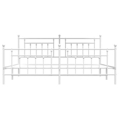 Metalni okvir kreveta uzglavlje i podnožje bijeli 193x203 cm - Bijela 193 x 203 cm s uzglavljem i podnožjem Cijena