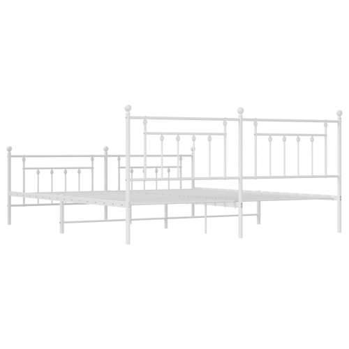 Metalni okvir kreveta uzglavlje i podnožje bijeli 193x203 cm - Bijela 193 x 203 cm s uzglavljem i podnožjem Cijena
