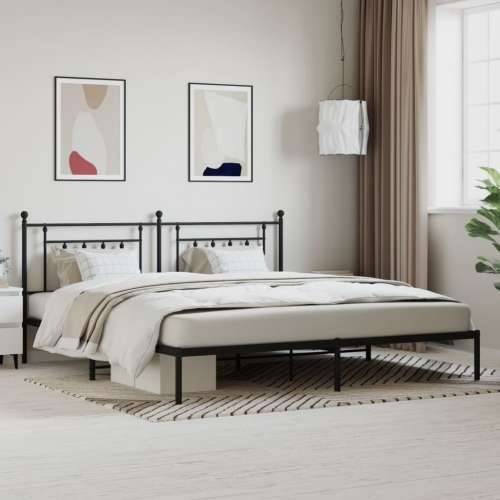 Metalni okvir za krevet s uzglavljem crni 193x203 cm - Crna 193 x 203 cm s uzglavljem Cijena