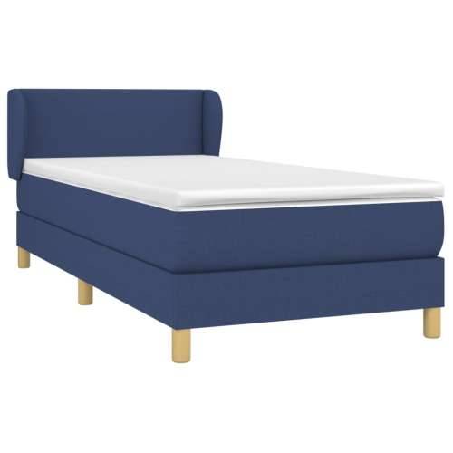 Krevet s oprugama i madracem plavi 90 x 190 cm od tkanine - Plava 90 x 190 cm Gladak dizajn Cijena