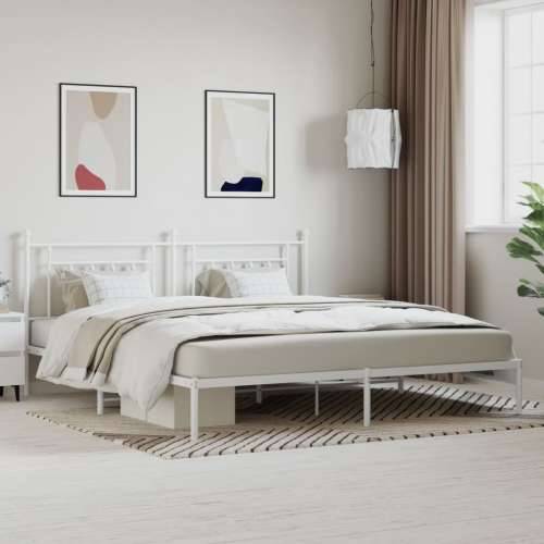 Metalni okvir za krevet s uzglavljem bijeli 193x203 cm - Bijela 193 x 203 cm s uzglavljem Cijena