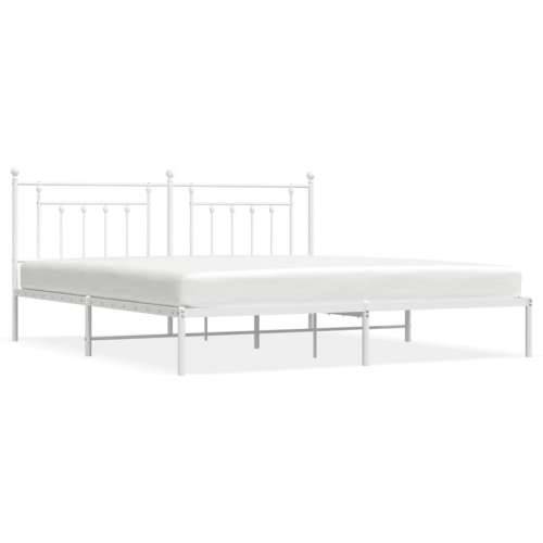 Metalni okvir za krevet s uzglavljem bijeli 193x203 cm - Bijela 193 x 203 cm s uzglavljem Cijena
