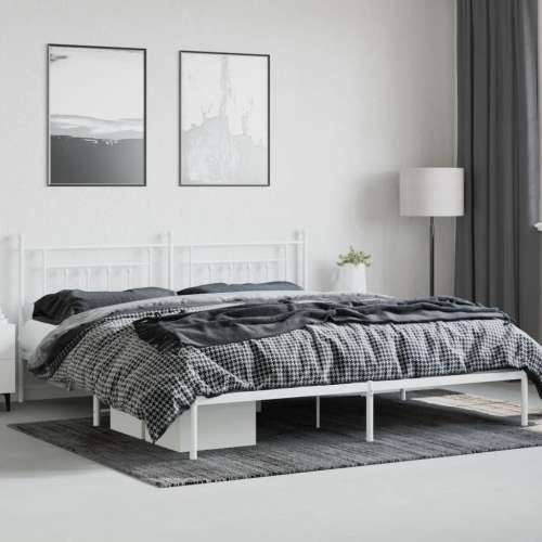 Metalni okvir za krevet s uzglavljem bijeli 193x203 cm - Bijela 193 x 203 cm s uzglavljem Cijena
