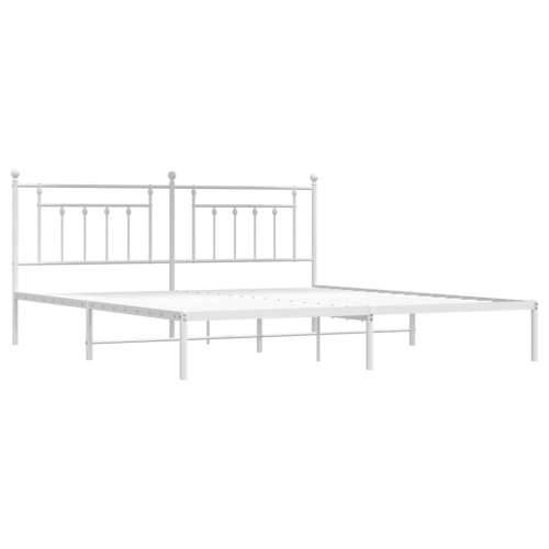 Metalni okvir za krevet s uzglavljem bijeli 193x203 cm - Bijela 193 x 203 cm s uzglavljem Cijena
