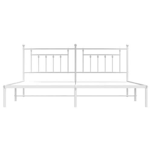 Metalni okvir za krevet s uzglavljem bijeli 193x203 cm - Bijela 193 x 203 cm s uzglavljem Cijena