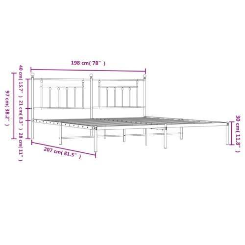 Metalni okvir za krevet s uzglavljem bijeli 193x203 cm - Bijela 193 x 203 cm s uzglavljem Cijena