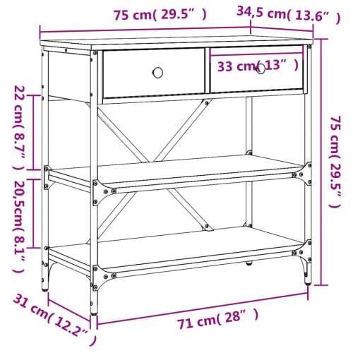 Konzolni stol smeđa boja hrasta 75x34,5x75 cm konstruirano drvo - Smeđi hrast 1 75 cm Cijena
