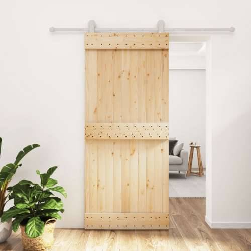 Klizna vrata s priborom za montažu 90 x 210 cm masivna borovina Cijena